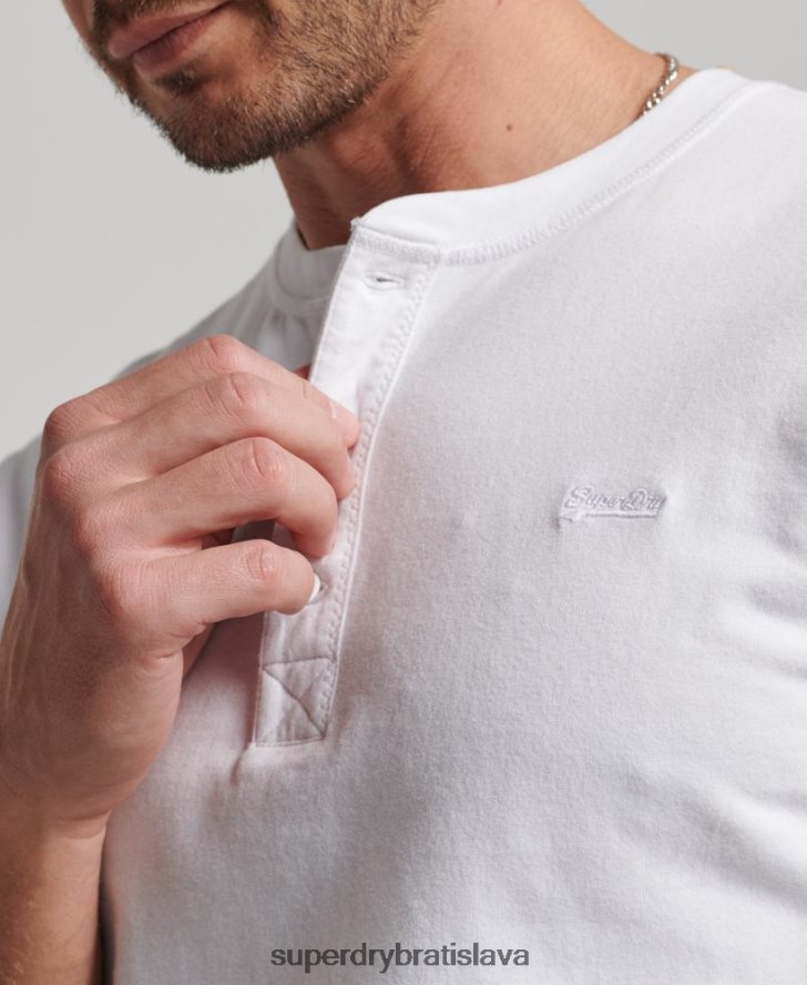 Superdry muži organická bavlna vintage logo vyšívané henley top 6B4ZTR1460 oblečenie biely