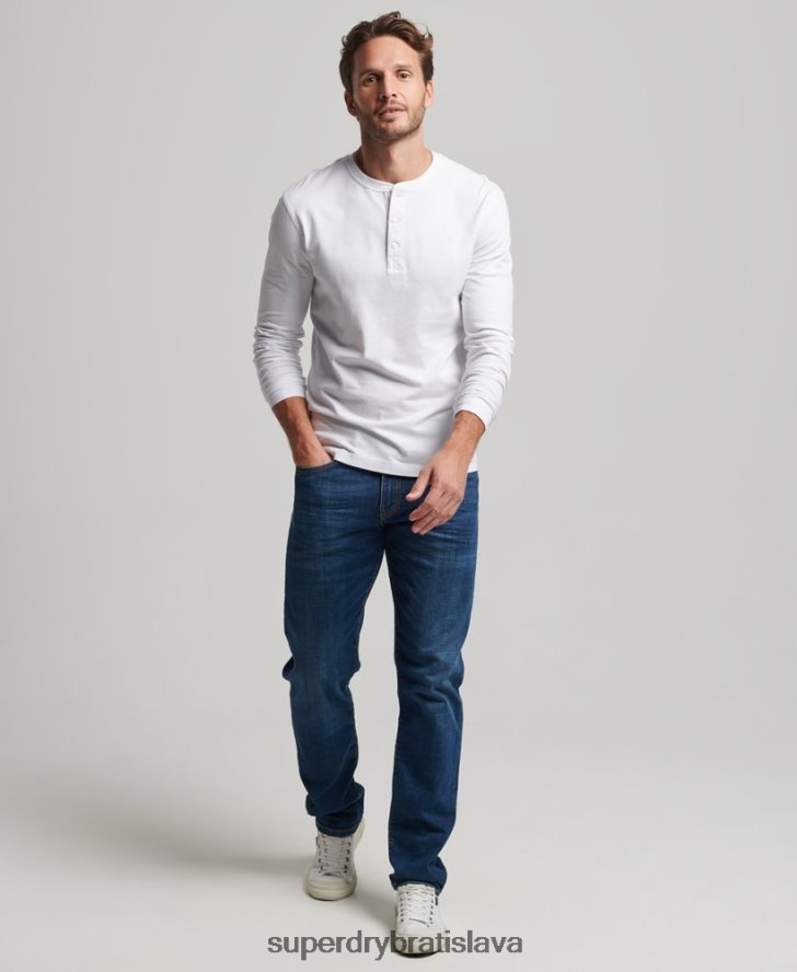 Superdry muži organická bavlna vintage logo vyšívané henley top 6B4ZTR1460 oblečenie biely