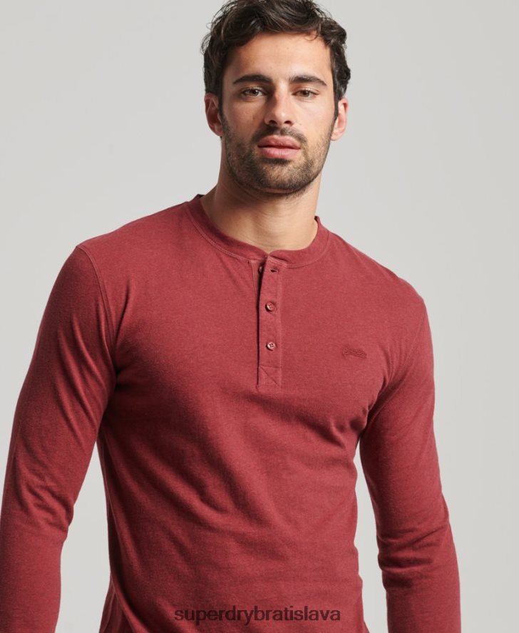 Superdry muži organická bavlna vintage logo vyšívané henley top 6B4ZTR1461 oblečenie červená