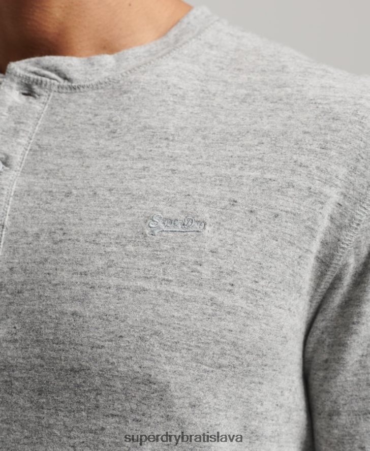 Superdry muži organická bavlna vintage logo vyšívané henley top 6B4ZTR1470 oblečenie sivá