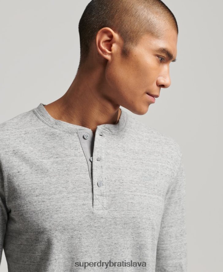 Superdry muži organická bavlna vintage logo vyšívané henley top 6B4ZTR1470 oblečenie sivá