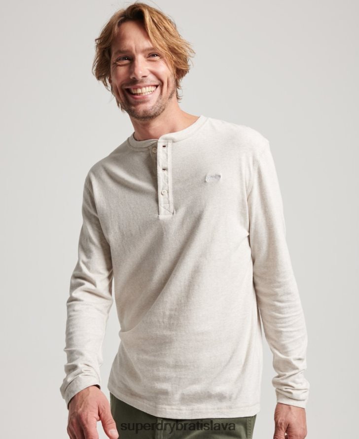 Superdry muži organická bavlna vintage logo vyšívané henley top 6B4ZTR1488 oblečenie krém