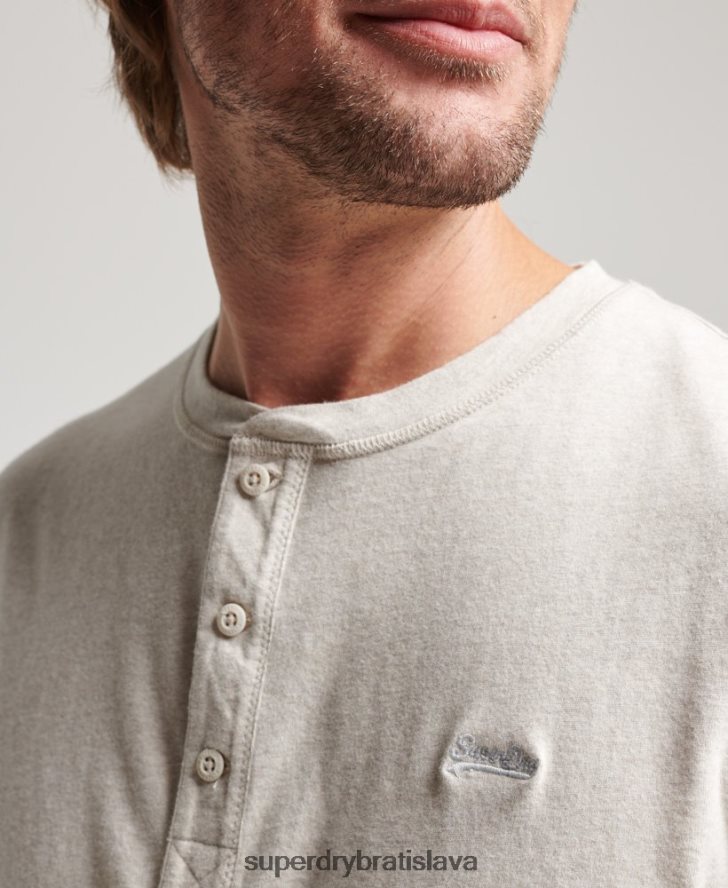 Superdry muži organická bavlna vintage logo vyšívané henley top 6B4ZTR1488 oblečenie krém