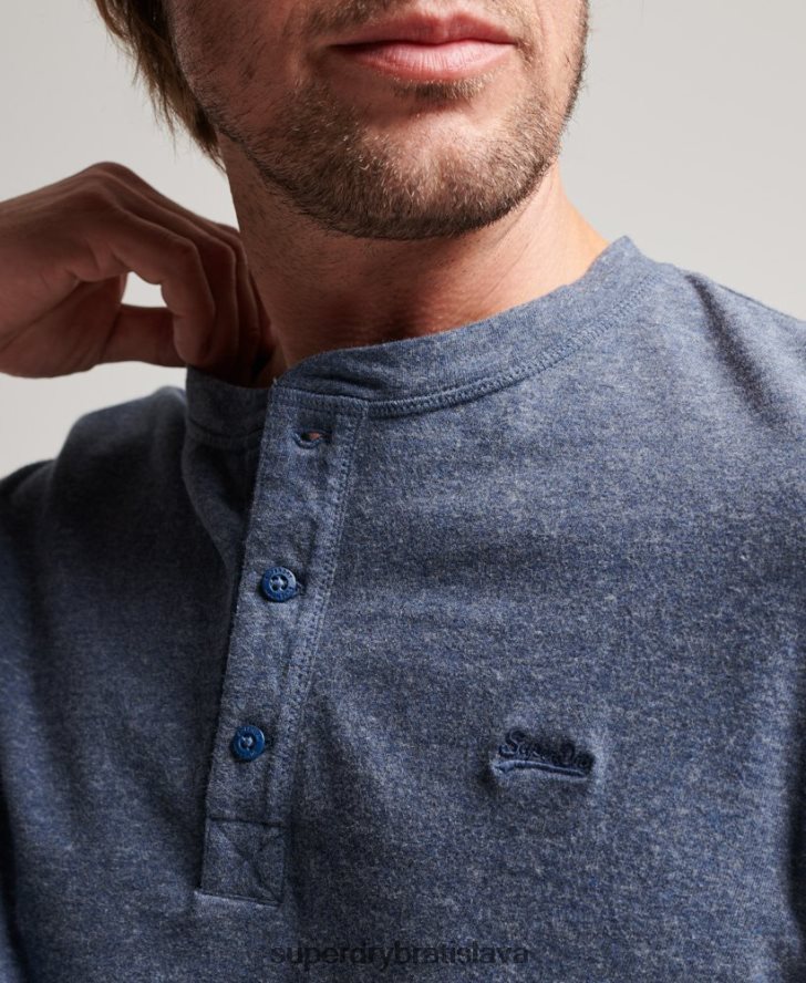 Superdry muži organická bavlna vintage logo vyšívané henley top 6B4ZTR1525 oblečenie námorníctvo