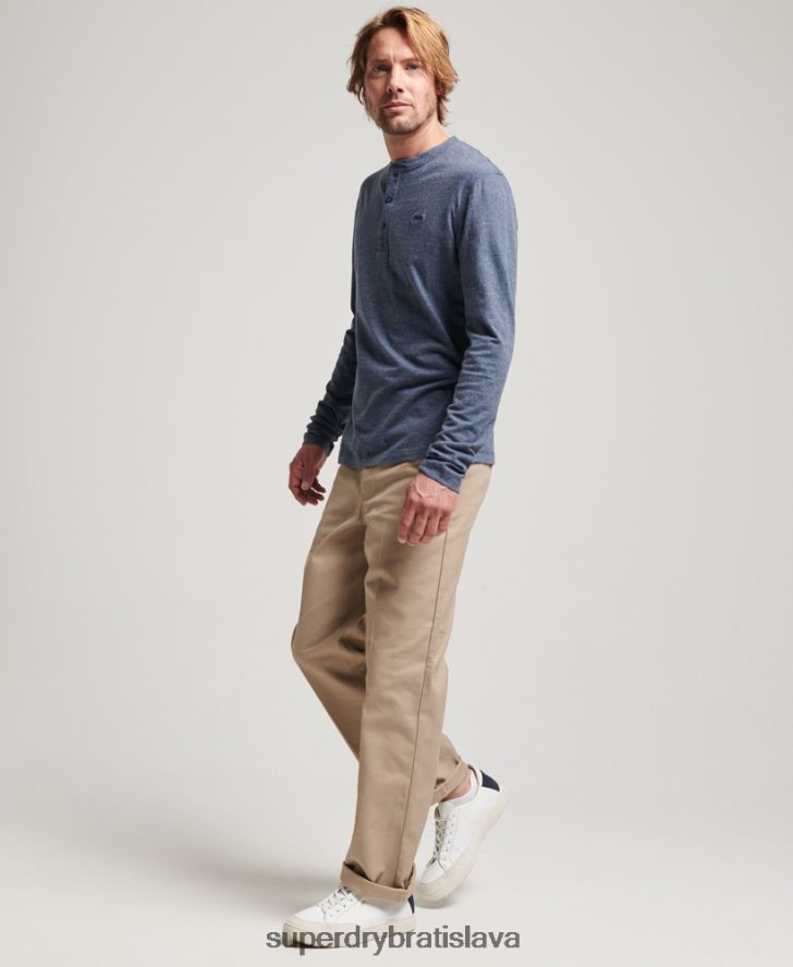 Superdry muži organická bavlna vintage logo vyšívané henley top 6B4ZTR1525 oblečenie námorníctvo