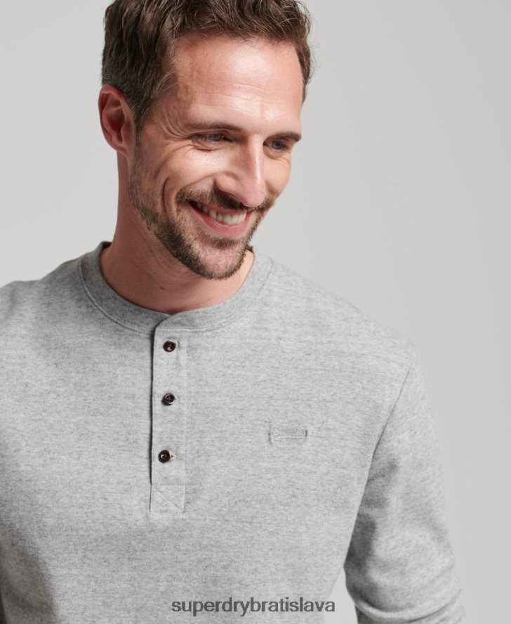 Superdry muži organická bavlna vintage logo vyšívané henley top 6B4ZTR1543 oblečenie sivá