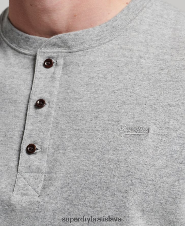 Superdry muži organická bavlna vintage logo vyšívané henley top 6B4ZTR1543 oblečenie sivá