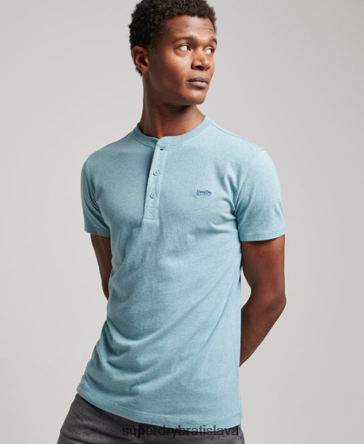Superdry muži organická bavlna vintage logo vyšívané henley top 6B4ZTR95 oblečenie Modrá