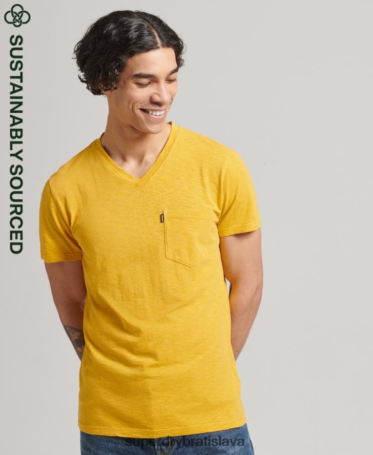 Superdry muži organické bavlnené tričko s výstrihom do V 6B4ZTR4801 oblečenie žltá