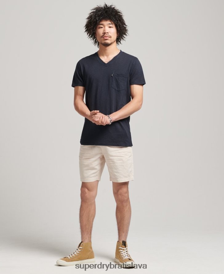 Superdry muži organické bavlnené tričko s výstrihom do V 6B4ZTR4807 oblečenie námorníctvo