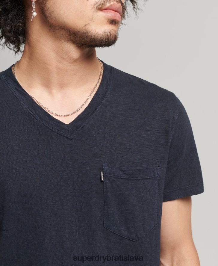 Superdry muži organické bavlnené tričko s výstrihom do V 6B4ZTR4807 oblečenie námorníctvo