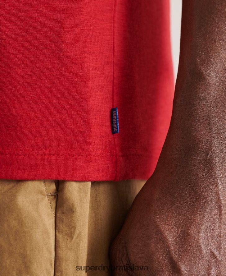 Superdry muži organické bavlnené tričko s výstrihom do V 6B4ZTR4834 oblečenie červená