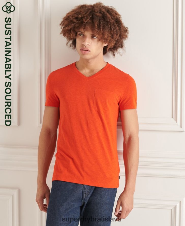 Superdry muži organické bavlnené tričko s výstrihom do V 6B4ZTR4837 oblečenie oranžová