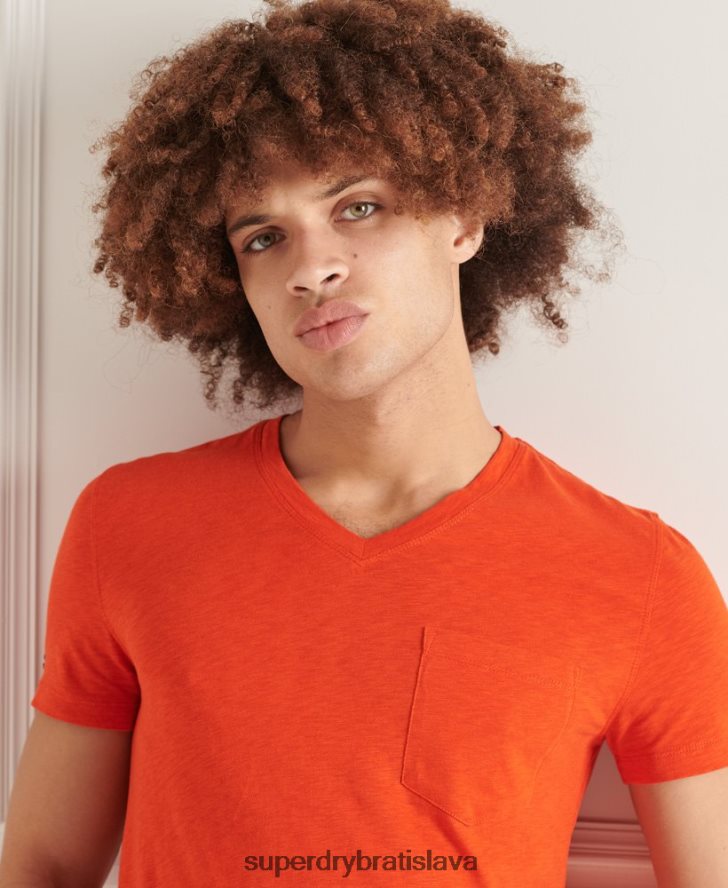 Superdry muži organické bavlnené tričko s výstrihom do V 6B4ZTR4837 oblečenie oranžová