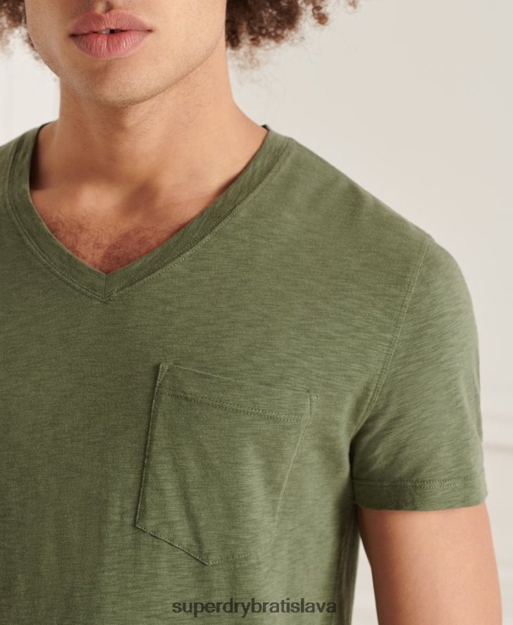 Superdry muži organické bavlnené tričko s výstrihom do V 6B4ZTR4846 oblečenie zelená