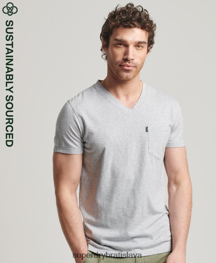 Superdry muži organické bavlnené tričko s výstrihom do V 6B4ZTR4917 oblečenie tmavošedý