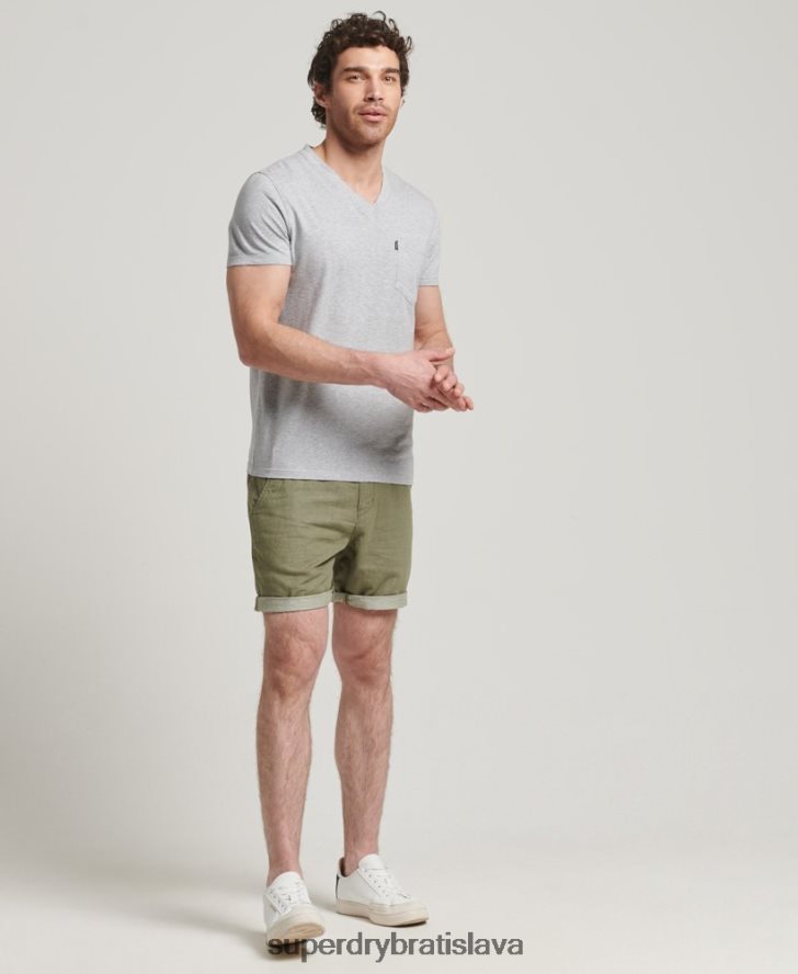 Superdry muži organické bavlnené tričko s výstrihom do V 6B4ZTR4917 oblečenie tmavošedý
