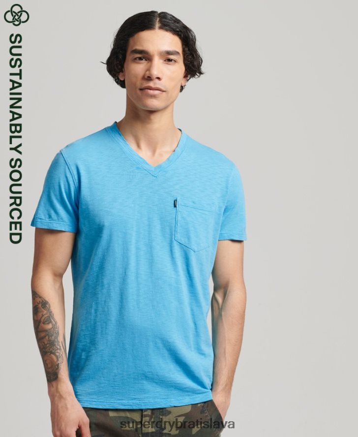 Superdry muži organické bavlnené tričko s výstrihom do V 6B4ZTR4919 oblečenie svetlo modrá
