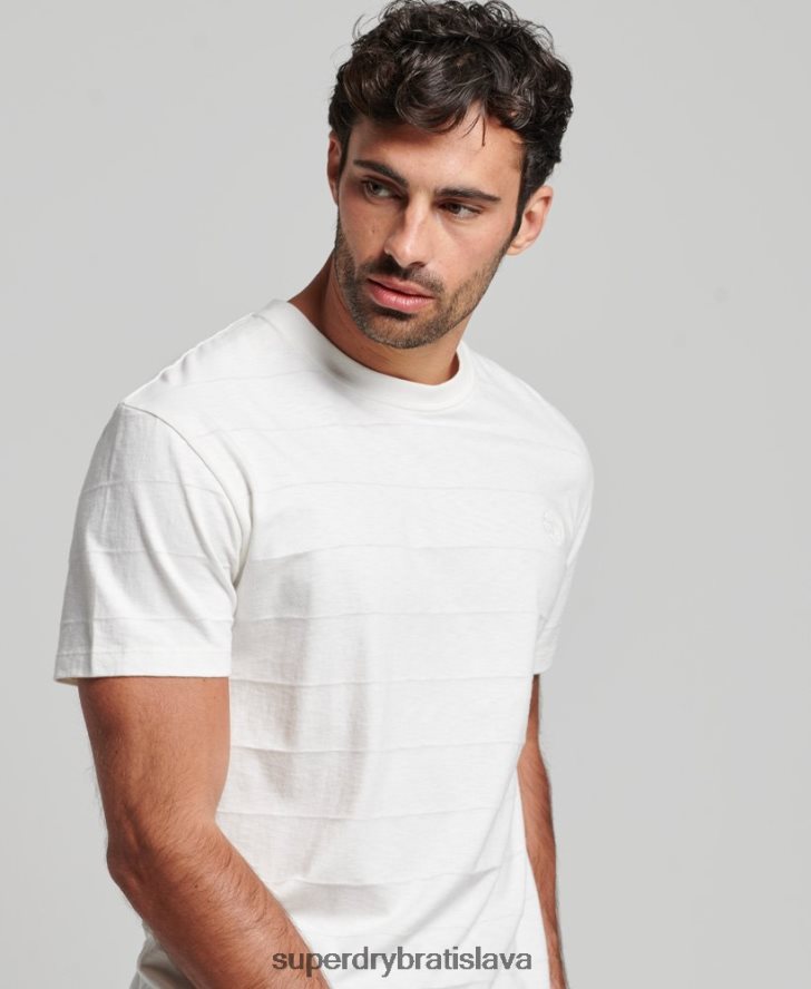 Superdry muži organické bavlnené tričko s vintage textúrou 6B4ZTR10 oblečenie biely