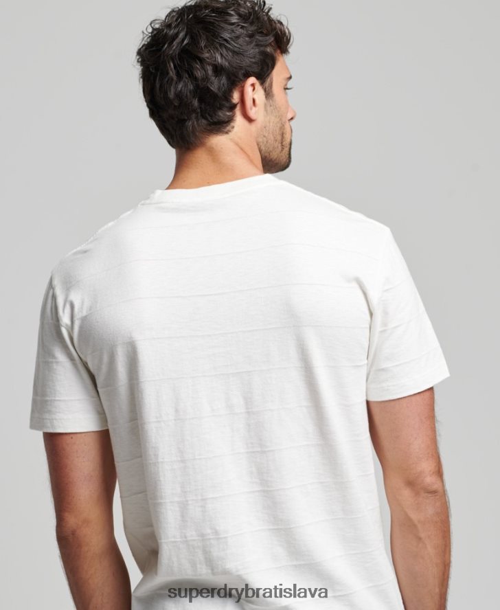 Superdry muži organické bavlnené tričko s vintage textúrou 6B4ZTR10 oblečenie biely