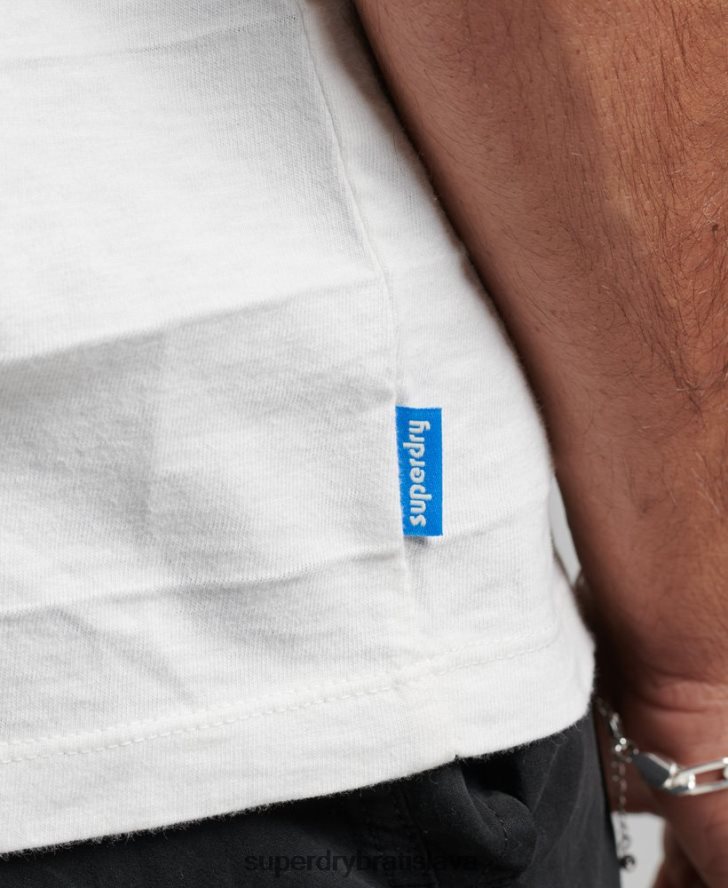 Superdry muži organické bavlnené tričko s vintage textúrou 6B4ZTR10 oblečenie biely