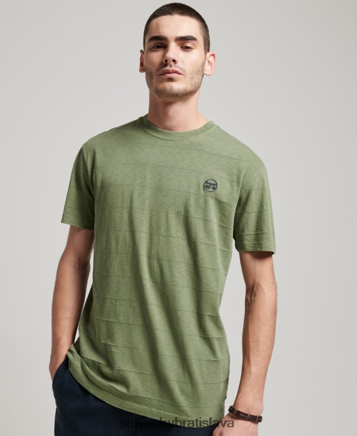 Superdry muži organické bavlnené tričko s vintage textúrou 6B4ZTR121 oblečenie kaki