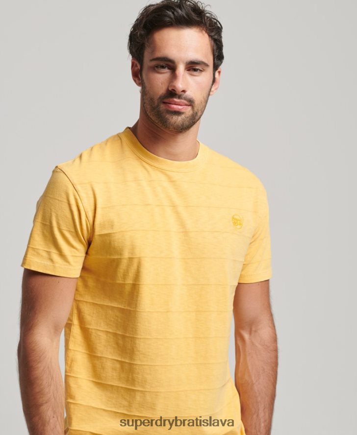 Superdry muži organické bavlnené tričko s vintage textúrou 6B4ZTR34 oblečenie žltá