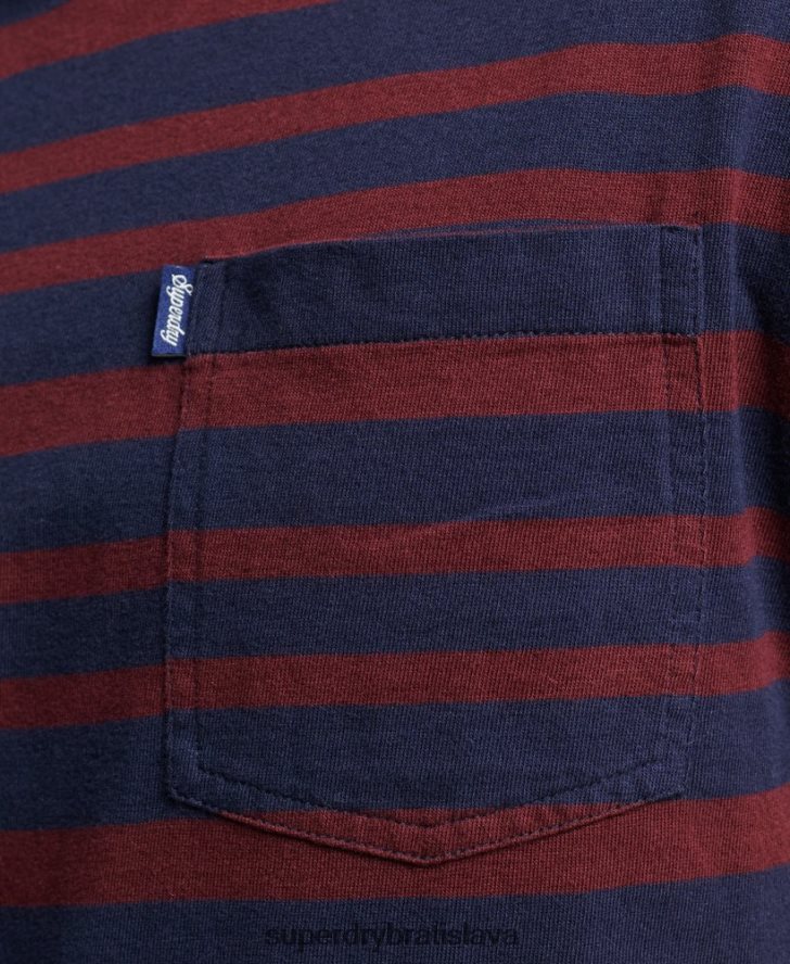 Superdry muži prúžkované tričko s logom s esenciálnym logom z organickej bavlny 6B4ZTR4825 oblečenie námorníctvo