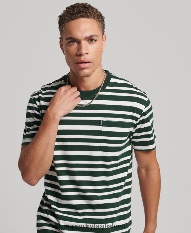 Superdry muži prúžkované tričko s logom s esenciálnym logom z organickej bavlny 6B4ZTR4827 oblečenie čierna