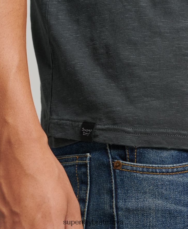 Superdry muži prefarbený bejzbalový top s dlhým rukávom 6B4ZTR1506 oblečenie tmavošedý