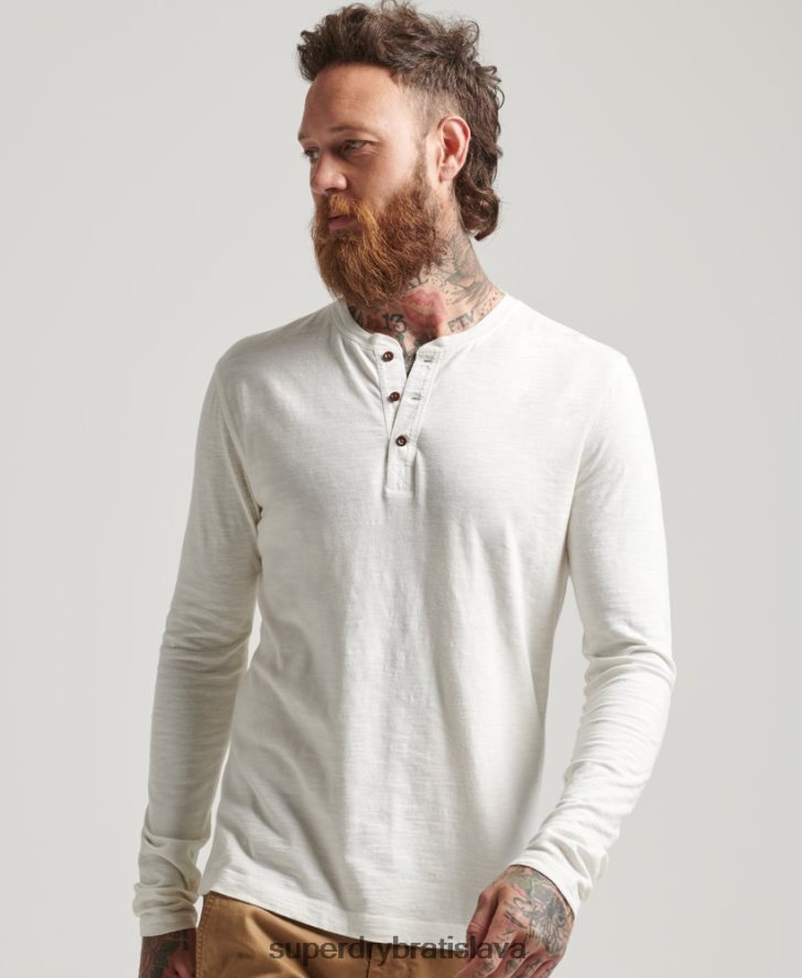Superdry muži prefarbený top s dlhým rukávom 6B4ZTR1531 oblečenie biely