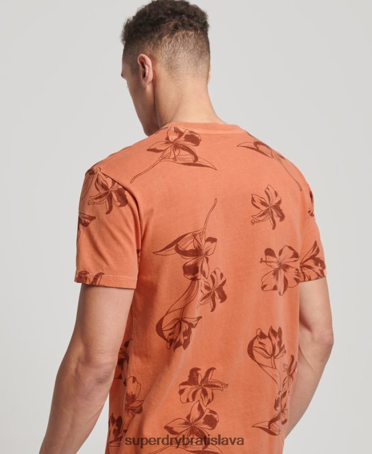 Superdry muži prefarbené tričko s potlačou 6B4ZTR122 oblečenie oranžová