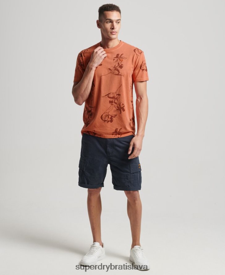 Superdry muži prefarbené tričko s potlačou 6B4ZTR122 oblečenie oranžová