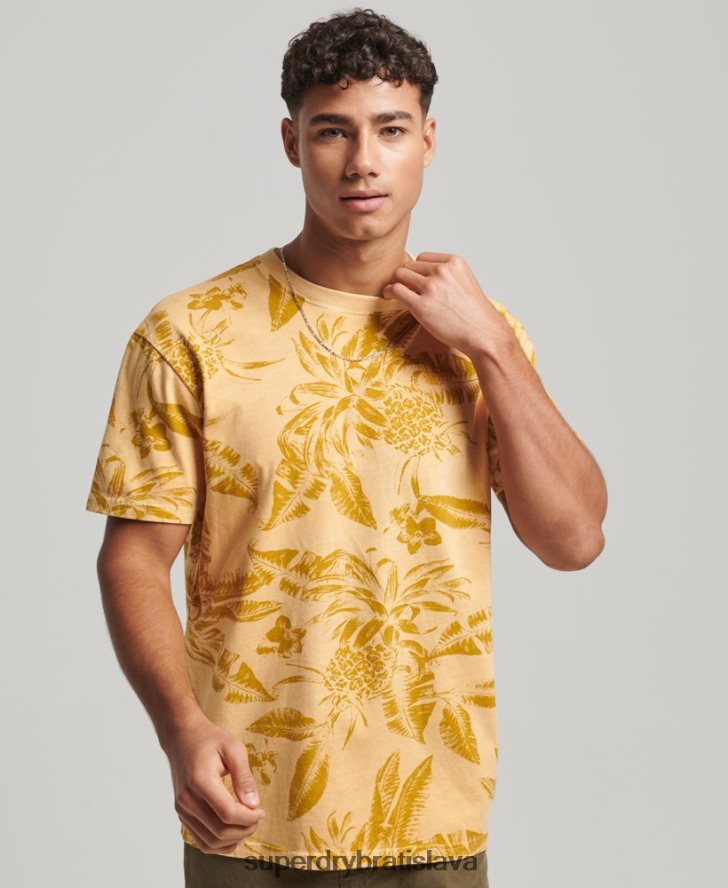 Superdry muži prefarbené tričko s potlačou 6B4ZTR32 oblečenie žltá