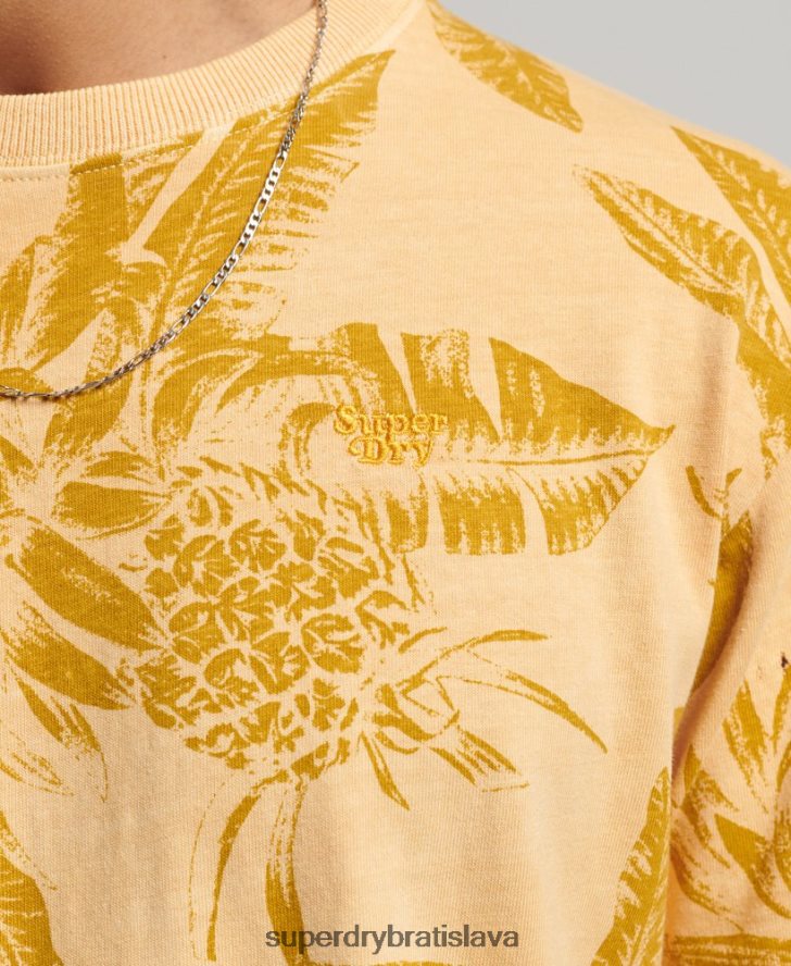 Superdry muži prefarbené tričko s potlačou 6B4ZTR32 oblečenie žltá
