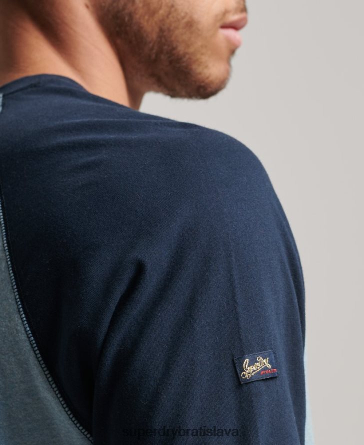 Superdry muži raglánový top s dlhým rukávom s vintage logom z organickej bavlny 6B4ZTR1467 oblečenie Modrá