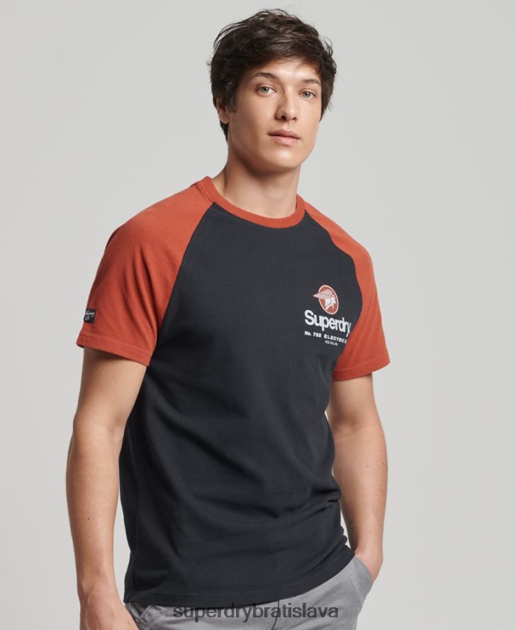 Superdry muži raglánové tričko s grafickým logom 6B4ZTR4842 oblečenie námorníctvo
