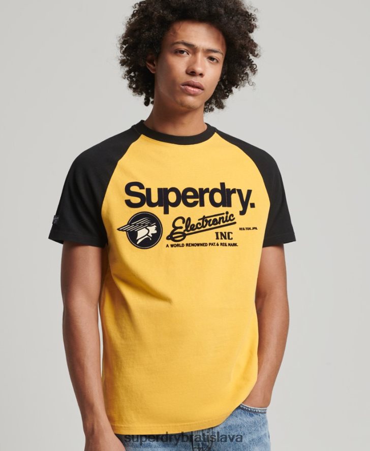 Superdry muži raglánové tričko s grafickým logom 6B4ZTR4860 oblečenie žltá