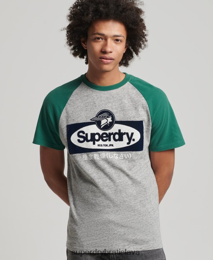 Superdry muži raglánové tričko s grafickým logom 6B4ZTR4872 oblečenie sivá