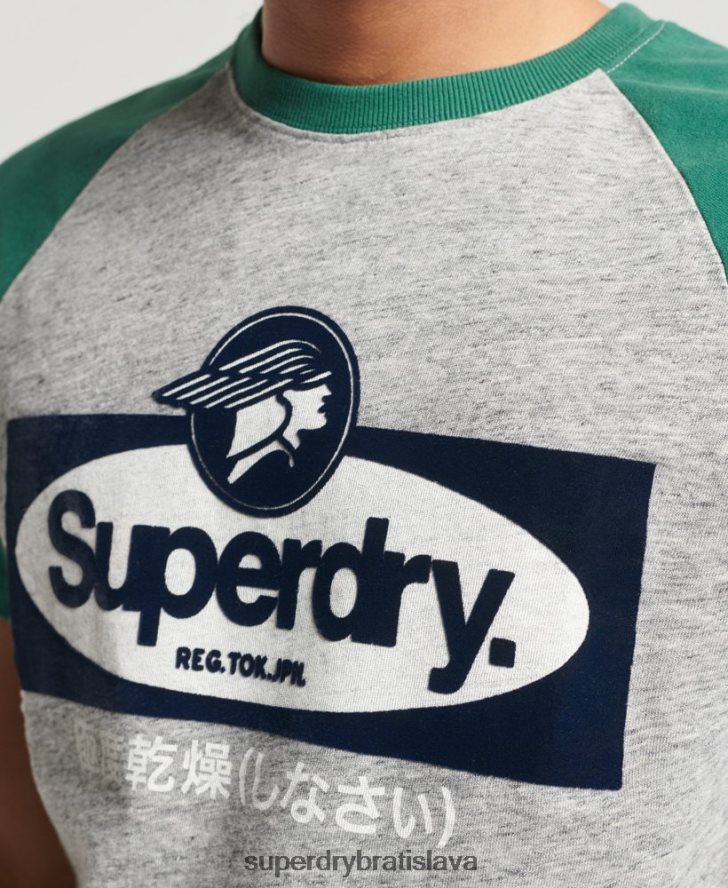 Superdry muži raglánové tričko s grafickým logom 6B4ZTR4872 oblečenie sivá