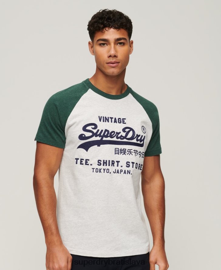 Superdry muži raglánové tričko s vintage logom obchodu 6B4ZTR51 oblečenie zelená
