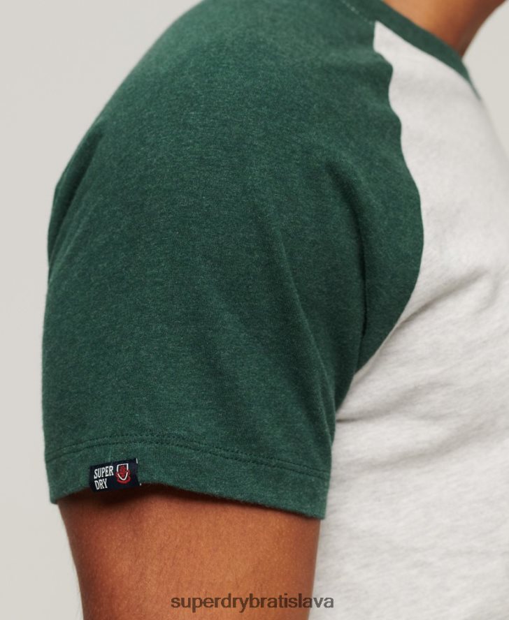 Superdry muži raglánové tričko s vintage logom obchodu 6B4ZTR51 oblečenie zelená