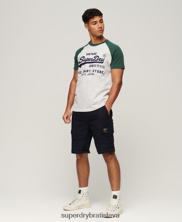 Superdry muži raglánové tričko s vintage logom obchodu 6B4ZTR51 oblečenie zelená