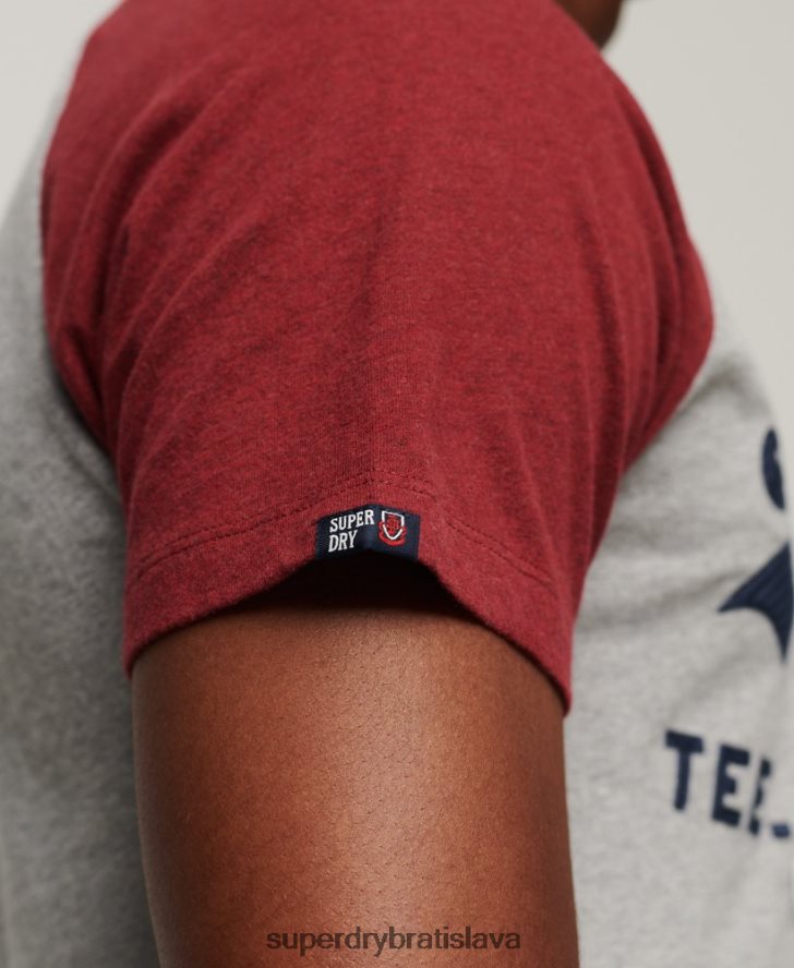 Superdry muži raglánové tričko s vintage logom obchodu 6B4ZTR72 oblečenie červená