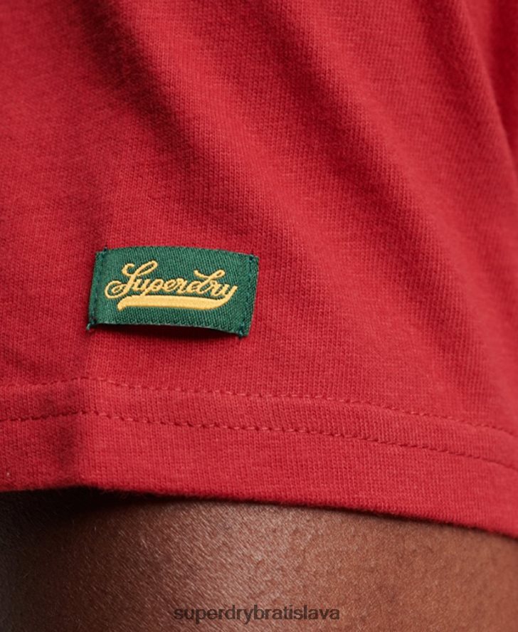 Superdry muži ročník vysokoškolské tričko so skriptom 6B4ZTR88 oblečenie červená