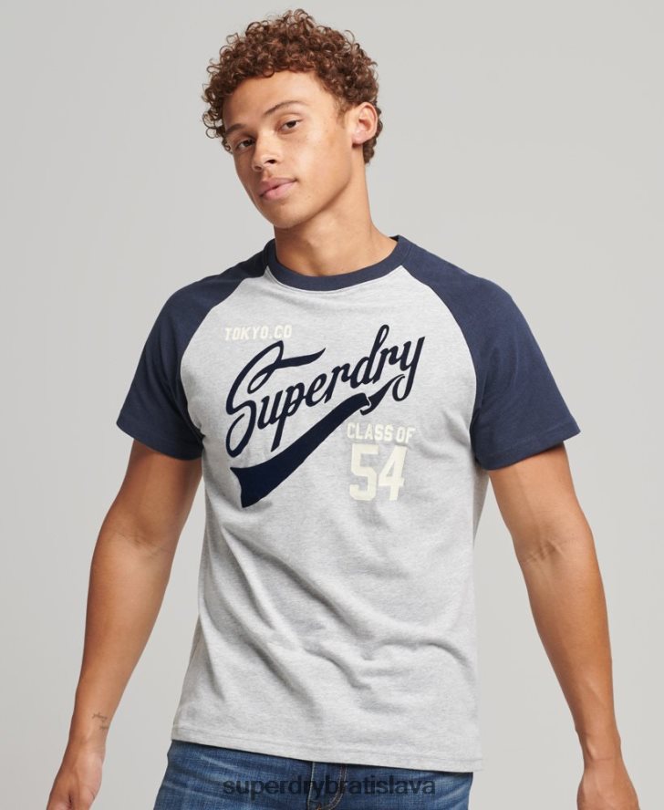 Superdry muži skriptované vysokoškolské tričko 6B4ZTR4954 oblečenie námorníctvo