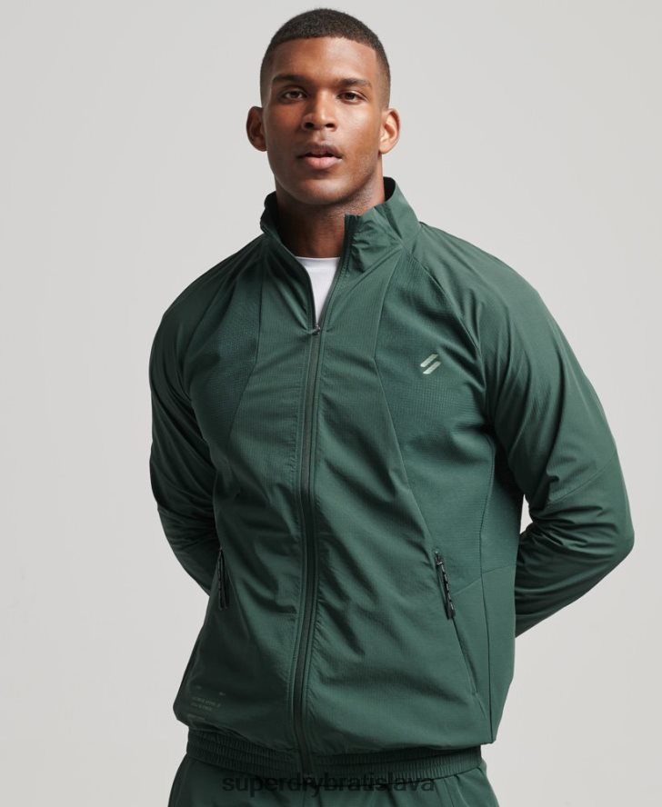 Superdry muži strečový tkaný vrchný diel 6B4ZTR5367 oblečenie zelená