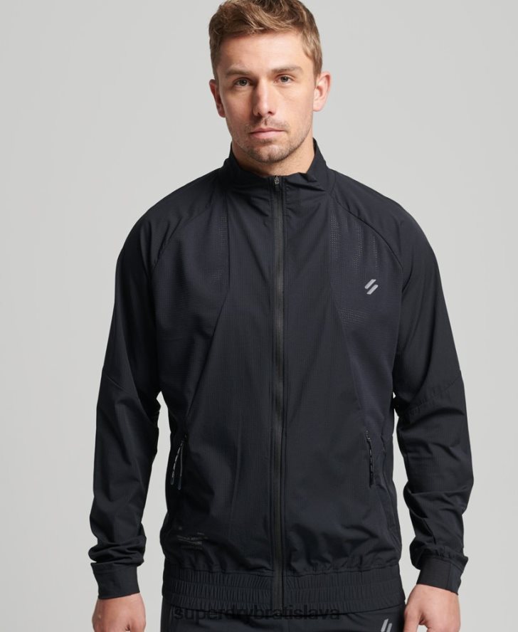Superdry muži strečový tkaný vrchný diel 6B4ZTR5369 oblečenie čierna