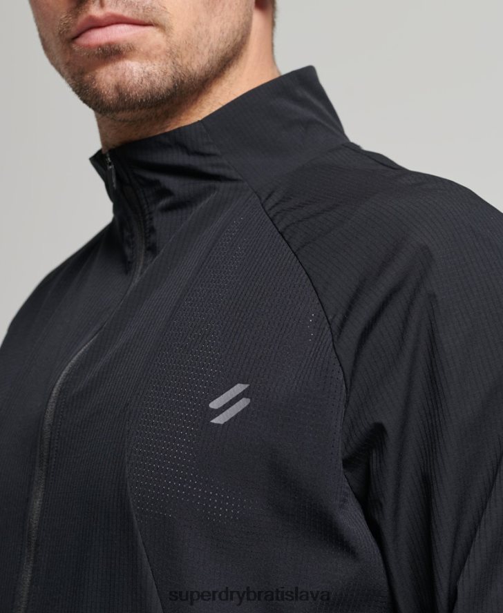 Superdry muži strečový tkaný vrchný diel 6B4ZTR5369 oblečenie čierna