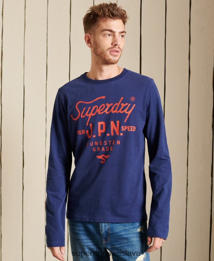 Superdry muži top pracovný odev v štýle skriptu 6B4ZTR1580 oblečenie Modrá